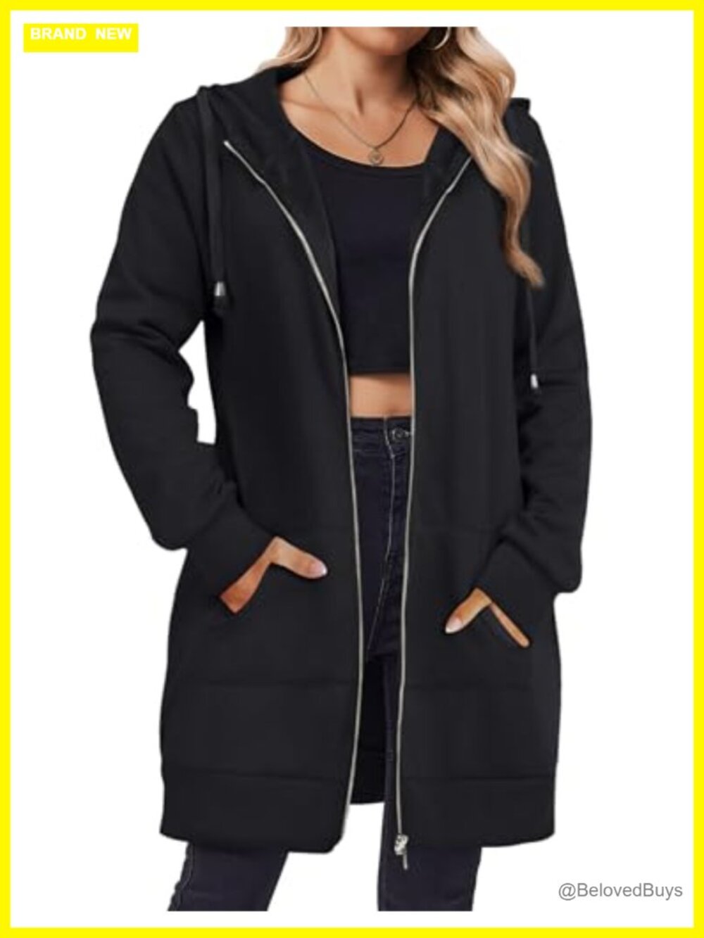 Women's Zip Up Hoodie Long Tunic Sweatshirt Fleece Lined Oversized